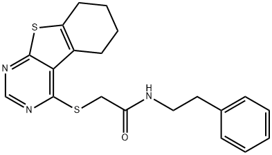 N-(2-phenylethyl)-2-(5,6,7,8-tetrahydro[1]benzothieno[2,3-d]pyrimidin-4-ylsulfanyl)acetamide Struktur