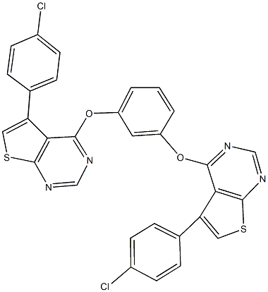 5-(4-chlorophenyl)-4-(3-{[5-(4-chlorophenyl)thieno[2,3-d]pyrimidin-4-yl]oxy}phenoxy)thieno[2,3-d]pyrimidine Struktur