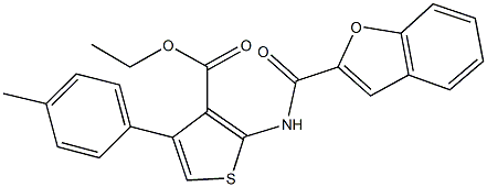 ethyl 2-[(1-benzofuran-2-ylcarbonyl)amino]-4-(4-methylphenyl)-3-thiophenecarboxylate Struktur