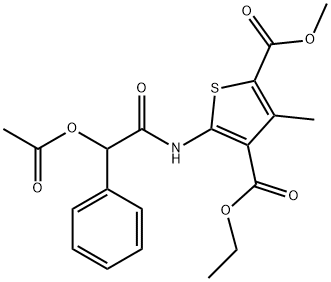 4-ethyl 2-methyl 5-{[(acetyloxy)(phenyl)acetyl]amino}-3-methyl-2,4-thiophenedicarboxylate Struktur