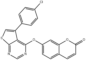 7-{[5-(4-chlorophenyl)thieno[2,3-d]pyrimidin-4-yl]oxy}-2H-chromen-2-one Struktur