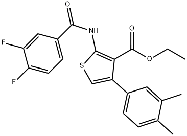 ethyl 2-[(3,4-difluorobenzoyl)amino]-4-(3,4-dimethylphenyl)-3-thiophenecarboxylate Struktur