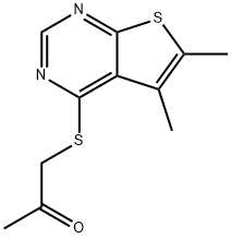 1-[(5,6-dimethylthieno[2,3-d]pyrimidin-4-yl)sulfanyl]acetone Struktur