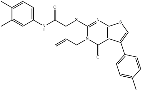 2-{[3-allyl-5-(4-methylphenyl)-4-oxo-3,4-dihydrothieno[2,3-d]pyrimidin-2-yl]sulfanyl}-N-(3,4-dimethylphenyl)acetamide Struktur