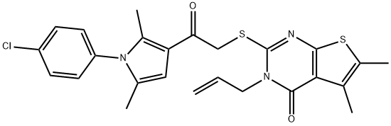 3-allyl-2-({2-[1-(4-chlorophenyl)-2,5-dimethyl-1H-pyrrol-3-yl]-2-oxoethyl}sulfanyl)-5,6-dimethylthieno[2,3-d]pyrimidin-4(3H)-one Struktur