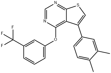 5-(3,4-dimethylphenyl)thieno[2,3-d]pyrimidin-4-yl 3-(trifluoromethyl)phenyl ether Struktur