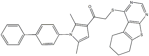 1-(1-[1,1'-biphenyl]-4-yl-2,5-dimethyl-1H-pyrrol-3-yl)-2-(5,6,7,8-tetrahydro[1]benzothieno[2,3-d]pyrimidin-4-ylsulfanyl)ethanone Struktur