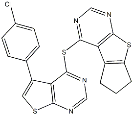 4-{[5-(4-chlorophenyl)thieno[2,3-d]pyrimidin-4-yl]sulfanyl}-6,7-dihydro-5H-cyclopenta[4,5]thieno[2,3-d]pyrimidine Struktur