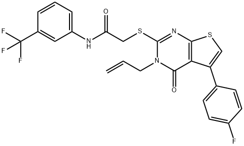 2-{[3-allyl-5-(4-fluorophenyl)-4-oxo-3,4-dihydrothieno[2,3-d]pyrimidin-2-yl]sulfanyl}-N-[3-(trifluoromethyl)phenyl]acetamide Struktur