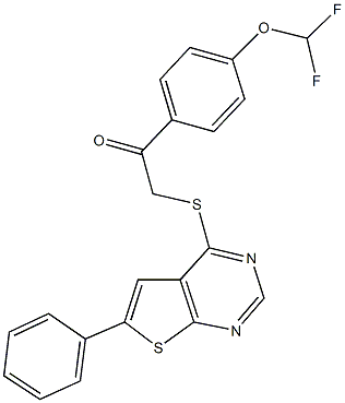 1-[4-(difluoromethoxy)phenyl]-2-[(6-phenylthieno[2,3-d]pyrimidin-4-yl)sulfanyl]ethanone Struktur