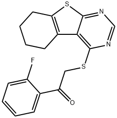 1-(2-fluorophenyl)-2-(5,6,7,8-tetrahydro[1]benzothieno[2,3-d]pyrimidin-4-ylsulfanyl)ethanone Struktur