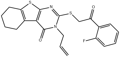 3-allyl-2-{[2-(2-fluorophenyl)-2-oxoethyl]sulfanyl}-5,6,7,8-tetrahydro[1]benzothieno[2,3-d]pyrimidin-4(3H)-one Struktur