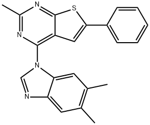 4-(5,6-dimethyl-1H-benzimidazol-1-yl)-2-methyl-6-phenylthieno[2,3-d]pyrimidine Struktur