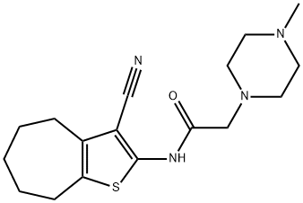 N-(3-cyano-5,6,7,8-tetrahydro-4H-cyclohepta[b]thien-2-yl)-2-(4-methylpiperazin-1-yl)acetamide Struktur