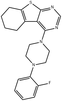 4-[4-(2-fluorophenyl)piperazin-1-yl]-5,6,7,8-tetrahydro[1]benzothieno[2,3-d]pyrimidine Struktur