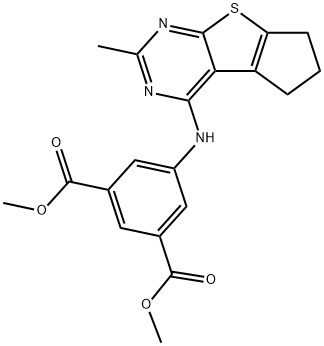 dimethyl 5-[(2-methyl-6,7-dihydro-5H-cyclopenta[4,5]thieno[2,3-d]pyrimidin-4-yl)amino]isophthalate Struktur