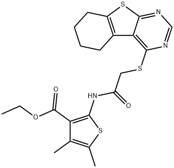 ethyl 4,5-dimethyl-2-{[(5,6,7,8-tetrahydro[1]benzothieno[2,3-d]pyrimidin-4-ylsulfanyl)acetyl]amino}-3-thiophenecarboxylate Struktur