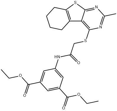 diethyl 5-({[(2-methyl-5,6,7,8-tetrahydro[1]benzothieno[2,3-d]pyrimidin-4-yl)sulfanyl]acetyl}amino)isophthalate Struktur