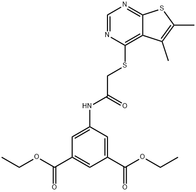 diethyl 5-({[(5,6-dimethylthieno[2,3-d]pyrimidin-4-yl)sulfanyl]acetyl}amino)isophthalate Struktur