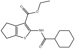 ethyl 2-[(cyclohexylcarbonyl)amino]-5,6-dihydro-4H-cyclopenta[b]thiophene-3-carboxylate Struktur