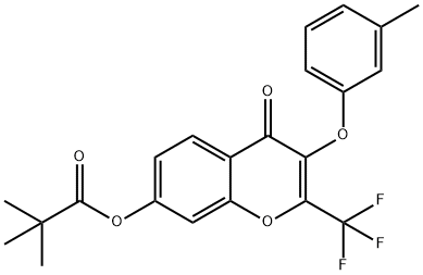 3-(3-methylphenoxy)-4-oxo-2-(trifluoromethyl)-4H-chromen-7-yl pivalate Struktur