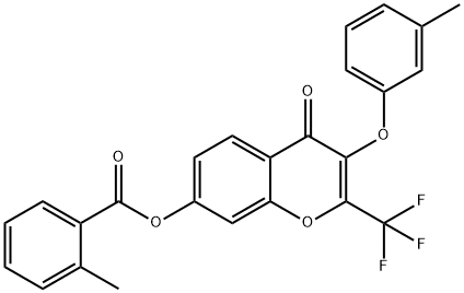 3-(3-methylphenoxy)-4-oxo-2-(trifluoromethyl)-4H-chromen-7-yl 2-methylbenzoate Struktur