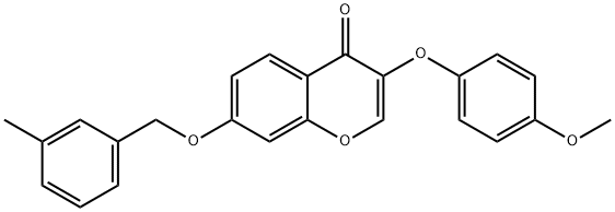 3-(4-methoxyphenoxy)-7-[(3-methylbenzyl)oxy]-4H-chromen-4-one Struktur