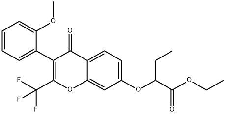 ethyl 2-{[3-(2-methoxyphenyl)-4-oxo-2-(trifluoromethyl)-4H-chromen-7-yl]oxy}butanoate Struktur