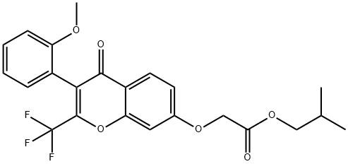 isobutyl {[3-(2-methoxyphenyl)-4-oxo-2-(trifluoromethyl)-4H-chromen-7-yl]oxy}acetate Struktur