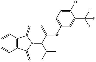 N-[4-chloro-3-(trifluoromethyl)phenyl]-2-(1,3-dioxo-1,3-dihydro-2H-isoindol-2-yl)-3-methylbutanamide Struktur