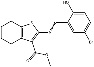 methyl 2-[(5-bromo-2-hydroxybenzylidene)amino]-4,5,6,7-tetrahydro-1-benzothiophene-3-carboxylate Struktur