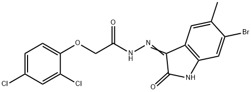 N'-(6-bromo-5-methyl-2-oxo-1,2-dihydro-3H-indol-3-ylidene)-2-(2,4-dichlorophenoxy)acetohydrazide Struktur