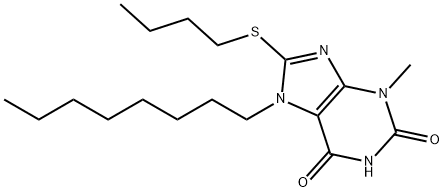 8-(butylsulfanyl)-3-methyl-7-octyl-3,7-dihydro-1H-purine-2,6-dione Struktur