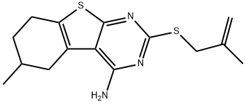 6-methyl-2-[(2-methyl-2-propenyl)sulfanyl]-5,6,7,8-tetrahydro[1]benzothieno[2,3-d]pyrimidin-4-amine Struktur