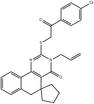 3-allyl-2-{[2-(4-chlorophenyl)-2-oxoethyl]sulfanyl}-5,6-dihydrospiro(benzo[h]quinazoline-5,1'-cyclopentane)-4(3H)-one Struktur