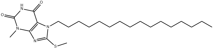 7-hexadecyl-3-methyl-8-(methylsulfanyl)-3,7-dihydro-1H-purine-2,6-dione Struktur