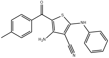 4-amino-2-anilino-5-(4-methylbenzoyl)-3-thiophenecarbonitrile Struktur