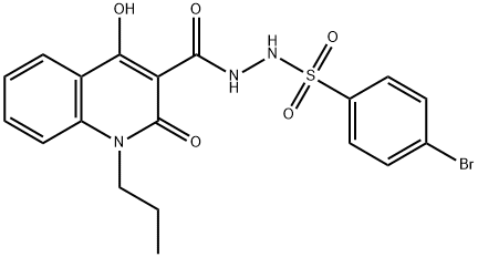 4-bromo-N'-[(4-hydroxy-2-oxo-1-propyl-1,2-dihydroquinolin-3-yl)carbonyl]benzenesulfonohydrazide Struktur