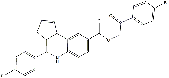 2-(4-bromophenyl)-2-oxoethyl 4-(4-chlorophenyl)-3a,4,5,9b-tetrahydro-3H-cyclopenta[c]quinoline-8-carboxylate Struktur