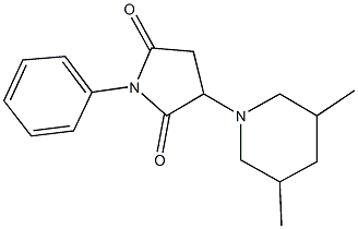 3-(3,5-dimethyl-1-piperidinyl)-1-phenyl-2,5-pyrrolidinedione Struktur