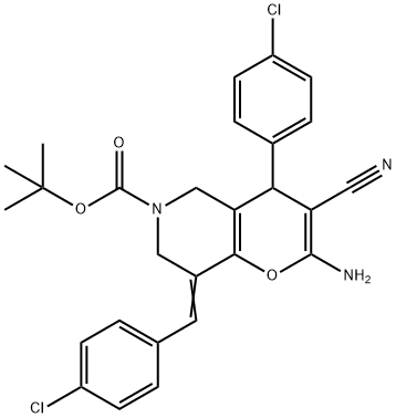 tert-butyl 2-amino-8-(4-chlorobenzylidene)-4-(4-chlorophenyl)-3-cyano-7,8-dihydro-4H-pyrano[3,2-c]pyridine-6(5H)-carboxylate Struktur