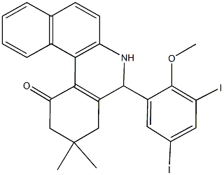 5-(3,5-diiodo-2-methoxyphenyl)-3,3-dimethyl-3,4,5,6-tetrahydrobenzo[a]phenanthridin-1(2H)-one Struktur