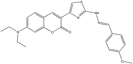 4-methoxybenzaldehyde {4-[7-(diethylamino)-2-oxo-2H-chromen-3-yl]-1,3-thiazol-2-yl}hydrazone Struktur