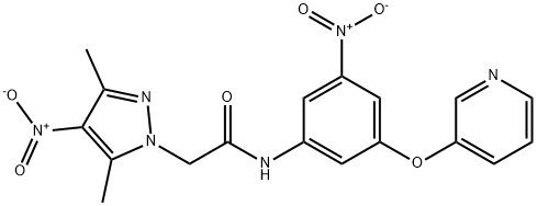 2-{4-nitro-3,5-dimethyl-1H-pyrazol-1-yl}-N-[3-nitro-5-(3-pyridinyloxy)phenyl]acetamide Struktur