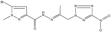 5-bromo-N'-(2-{5-nitro-2H-tetraazol-2-yl}-1-methylethylidene)-1-methyl-1H-pyrazole-3-carbohydrazide Struktur