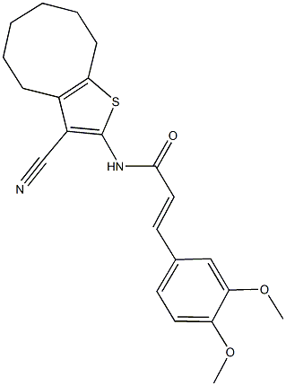 N-(3-cyano-4,5,6,7,8,9-hexahydrocycloocta[b]thien-2-yl)-3-(3,4-dimethoxyphenyl)acrylamide Struktur