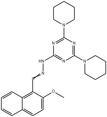 2-methoxy-1-naphthaldehyde [4,6-di(1-piperidinyl)-1,3,5-triazin-2-yl]hydrazone Struktur