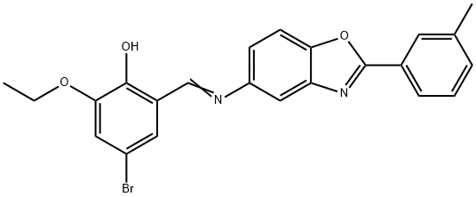 4-bromo-2-ethoxy-6-({[2-(3-methylphenyl)-1,3-benzoxazol-5-yl]imino}methyl)phenol Struktur