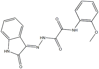 N-(2-methoxyphenyl)-2-oxo-2-[2-(2-oxo-1,2-dihydro-3H-indol-3-ylidene)hydrazino]acetamide Struktur