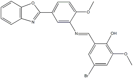 2-({[5-(1,3-benzoxazol-2-yl)-2-methoxyphenyl]imino}methyl)-4-bromo-6-methoxyphenol Struktur